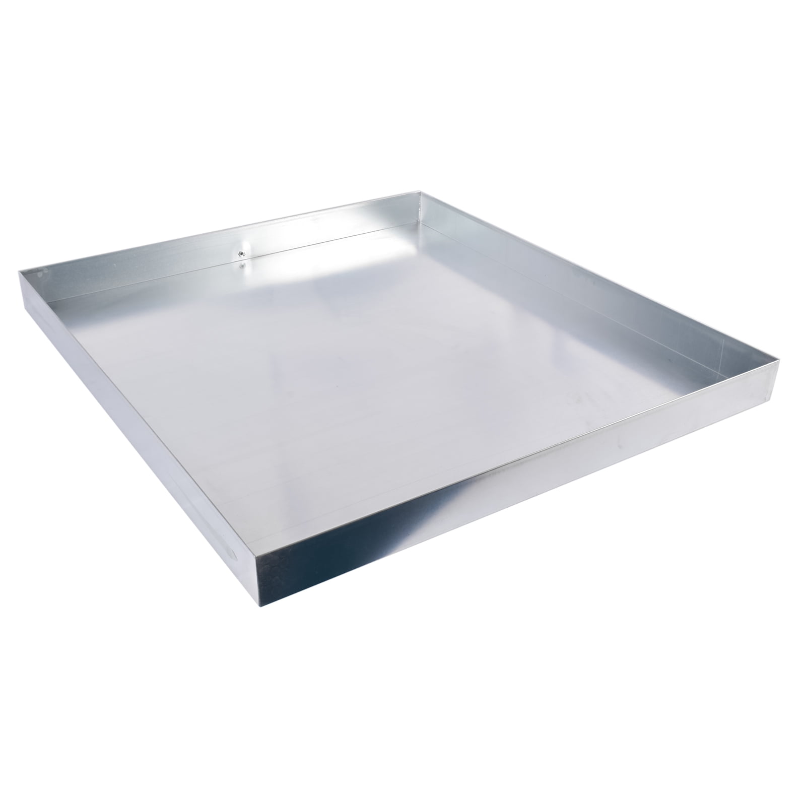 GELUOXI 32 x 30 x 2.5 Inch Washing Machine Pan Galvanized Steel Washing Machine Drain Pan Heavy Duty Compact Washer Drip Tray with Drain Hole & Hose Adapter