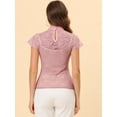 thumbnail image 4 of Unique Bargains Blouse Semi-Transparente à Manches Courtes avec Trou de Serrure pour Femmes, 4 of 6