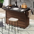 thumbnail image 3 of Glavbiku Kitchen Island with Trash Can Storage Cabinet,Kitchen Cart with Drop Leaf,Spice Rack,Walnut, 3 of 15