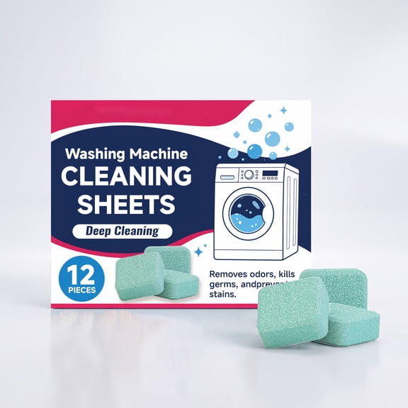 Washing Machine Cleaner Tablets 12 Pack, Deep Cleaning Descaler for Front Load & Top Load Washers, Removes Grime Odor & Limescale, Septic Safe