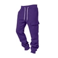 thumbnail image 4 of ersvoioy Mens Cargo Sweatpants Athletic Tapered Fit Drawstring Elastic Waist Joggers with Pockets Casual Solid Workout Running Trousers for Outdoor Purple XXL, 4 of 5