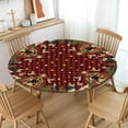 thumbnail image 2 of Red Christmas Round Fitted Tablecloth with Elastic Edge,Water-Resistant Wipeable Winter Holy Nativity Xmas Buffalo Plaid Table Cover for 48-52" Stretch Table Cloth for Dinner Indoor Outdoor Party, 2 of 4