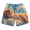 thumbnail image 2 of Honeii's Cloud Sleeping Cat Print Men's Casual Shorts with Drawstring，Swim Trunks Quick Dry Beach Shorts, 2 of 5