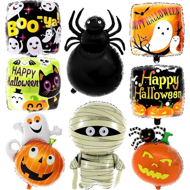 Globos de Halloween espeluznantes - Grandes, paquete de 8 | Globos de calabaza fantasma, 35 pulgadas | Globos de Mylar de Halloween para decoración de fiesta de cumpleaños de Halloween