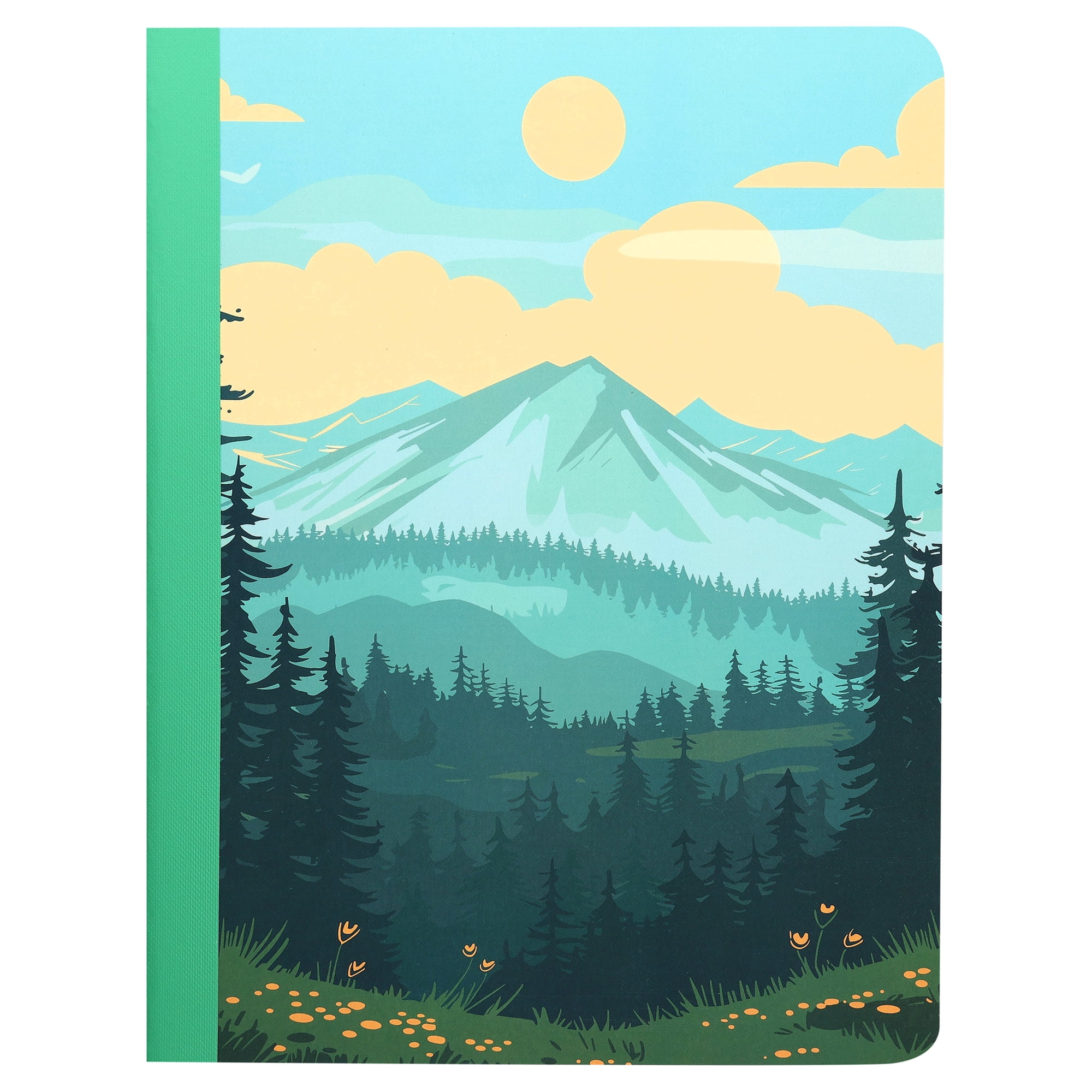 Pen+Gear College Ruled Composition Book, 7.5" x 9.75", Green and Blue Mountains, 80 Sheets