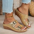 thumbnail image 5 of Viluyesy Women's Wedge Sandals, Slip-On Soft Sole Arch Support Summer Casual Beach Footbed Shoes Gold 6.5, 5 of 9
