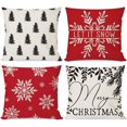 thumbnail image 1 of Christmas Pillow Covers 18x18 Set of 4 Winter Snowflake Let it Snow Christmas Tree Decorations Modern Farmhouse Christmas Pillows Decorative Throw Pillows Cases Holiday Decor for Couch, 1 of 6