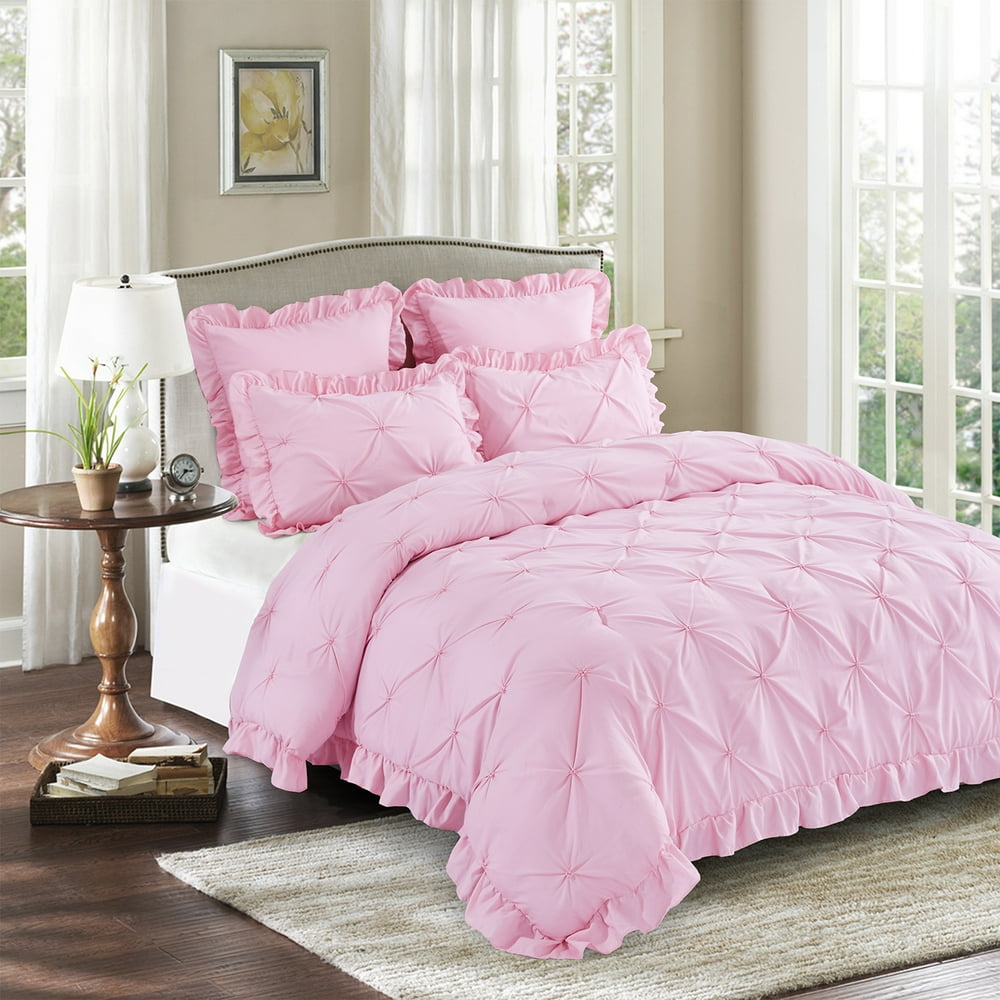 5 Piece All-Season Lightweight Pinch Pleat Blush Comforter ...