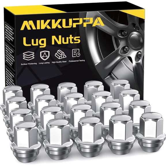 MIKKUPPA M14x1.5 OEM Lug Nuts, Replacement for 2015-2024 Ford Mustang Edge, 2020-2023 Explorer, 2022-2023 Maverick, 20 PCS Chrome Tire Nuts for Factory Style Wheels Replace OE#ACPZ-1012-M/1012-D