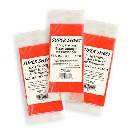 Jenray Super Sheet Small (7.5"x3.75") Under Seat Car Air Freshener, 3-Pack (Sex on The Beach)