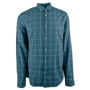 Men's Slim Fit Window Pane Long Sleeve Shirt Large
