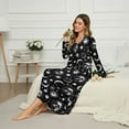 thumbnail image 3 of SEANATIVE Women's House Dress Full Length Nightgown Button Down Housecoat Soft Cozy Long Sleeve Lounge Dress Comfort Sleepwear Nightdress, 4XL, Moon Star Black, 3 of 7