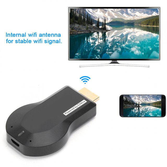 Equipo receptor de pantalla WiFi Receptor de pantalla WiFi inalámbrico Plug and Play negro ABS compacto para PC Proyector portátil TV HD Presentación empresarial y educativa