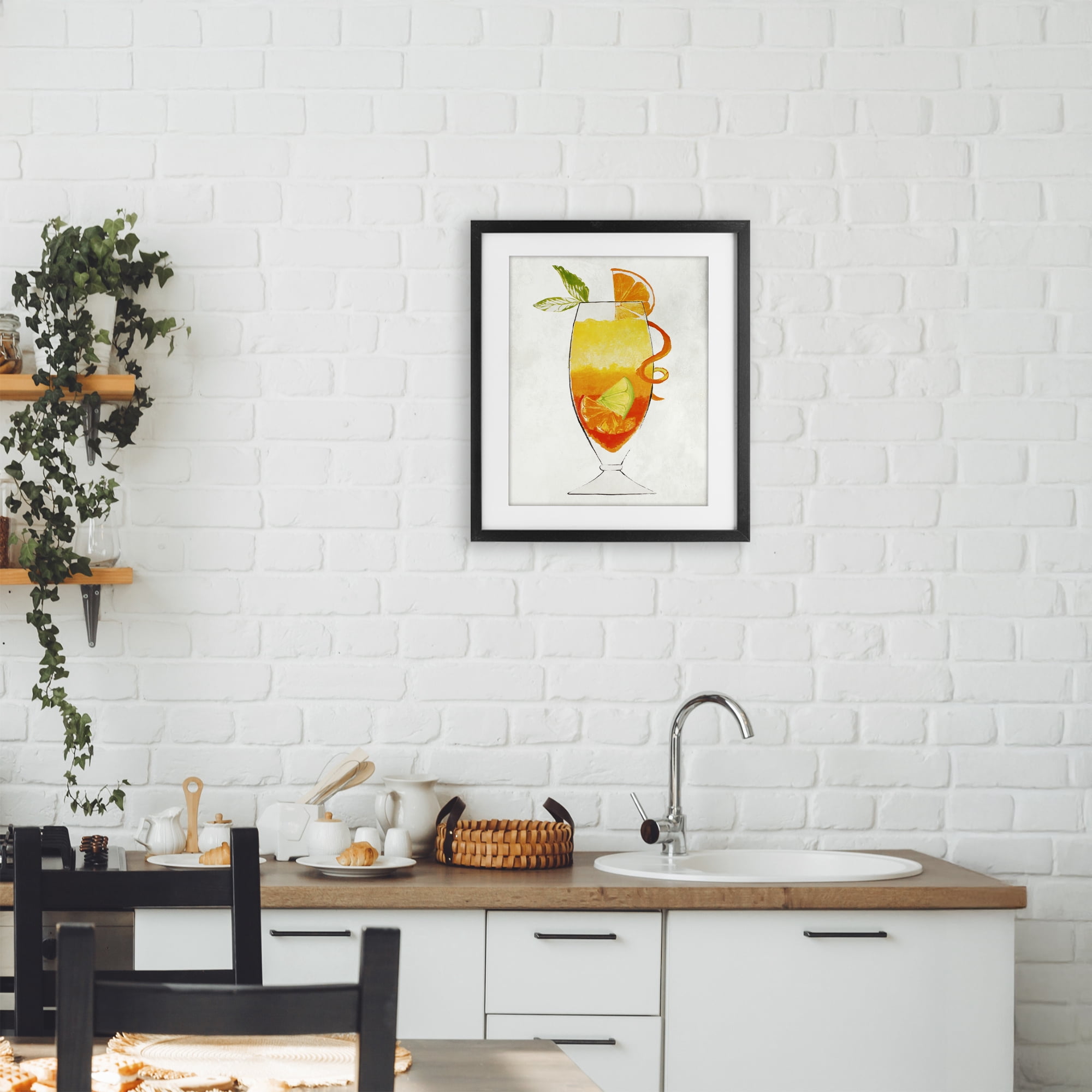 Stupell Industries Summer Cocktail Orange Fruit Black Framed Print Under Glass, design by Lorenzo Collective