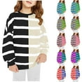 thumbnail image 4 of Odeerbi Toddler Boys Girls Crewneck Sweatshirts Striped Pullover Sweatshirts Children's Shirt Long Sleeve Printed T-shirt Round Neck Top Suitable Aged 1-12 T-shirts Green, 4 of 4