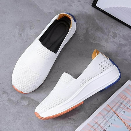 XDDST Large Size Women s Shoes Flat Loafers for Women Casual Women s Comfortable & Lightweight Loafers Slip On Sneakers Flat Walking Shoes White