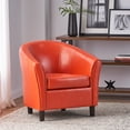 thumbnail image 2 of GDF Studio Gabriel Contemporary Bonded Leather Tub Club Chair, Orange and Dark Brown, 2 of 8