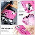 thumbnail image 5 of for iPhone 14 Magnetic Case, Support Mag-Safe Charging, Anti-Fingerprint Slim Shockproof Rugged Wave Edge Frame Design Phone Case Cover for iPhone 14, Rose, 5 of 6