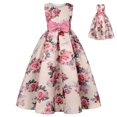 thumbnail image 1 of Penkiiy Robe Florale Sans Manches en Coton Imprimé pour Filles 7-8 Ans Rose, 1 of 7