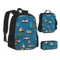 thumbnail image 2 of Naloa Transportations with Buildings Print Large Capacity Backpack Lunch Bag Pencil Case Combination 3 Piece Set for Student, 2 of 8