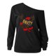 thumbnail image 4 of Tops cómodos con estampado navideño de manga larga con un hombro para mujer Fridja  FKASFK3539, 4 of 4