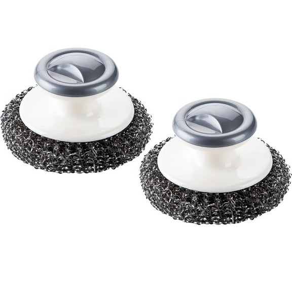 Stainless Steel Wool Scrubber with Handle,Heavy Duty Pot Scrubbers Dish Scrubber Cleaning Brush Wash for Dish,Stainless Steel Scrubbing Brushes Cleaning Supplies for Pots,Pans,Grills,Sink
