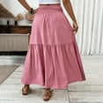 thumbnail image 4 of MIXUE Skirts For Women Summer Solid Color Elastic High Waist A Line Elegant Maxi Skirt Sportswear,Pink,XL, 4 of 7