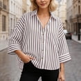thumbnail image 5 of Blouses for Women Dressy Casual Slim Linen Long Sleeve Shirt Striped Casual Blouse Outfits, 5 of 9