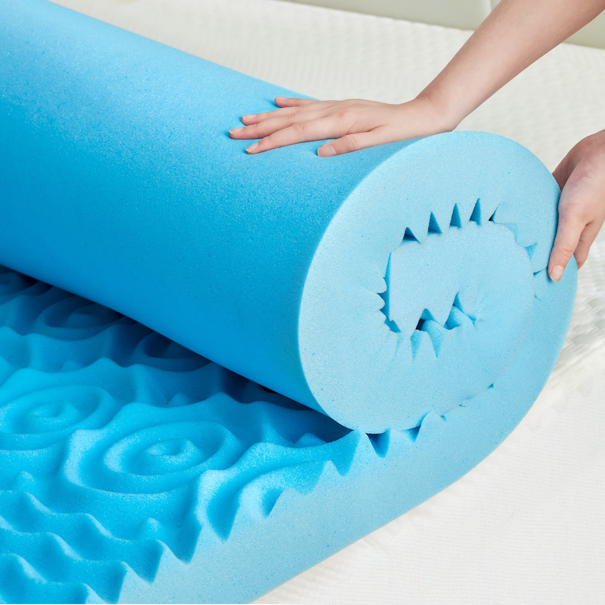 BDEUS 2 inch Mattress Topper, Cooling Gel Memory Foam Zoned Support Bed Topper for Pressure Relief, Twin