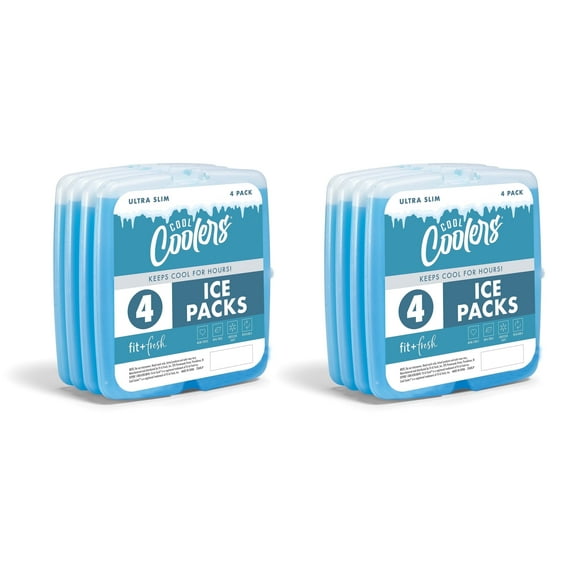 Cool Coolers by Fit Fresh Slim, Reusable Ice Pack for Lunch Boxes or Coolers, Blue, 8pk.