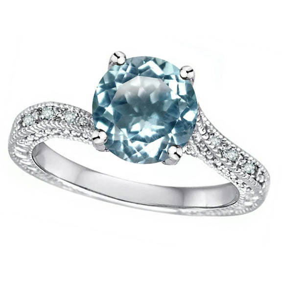 Star K� Antique Vintage Style Round 7mm Genuine Sky Blue Topaz Solitaire Engagement Promise Ring