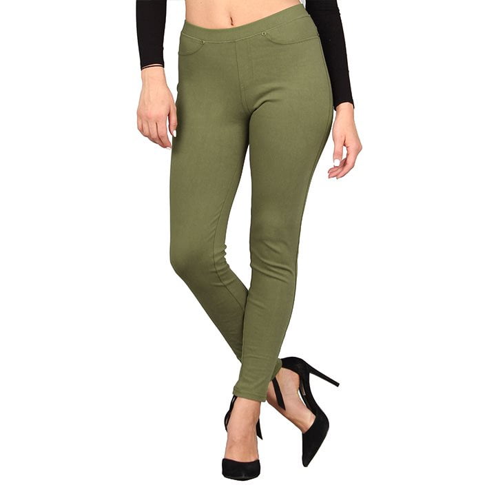 Lildy Women's Denim Jeggings, Stretchable Cotton Blend, Army Green ...