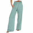 thumbnail image 1 of Timegard Womens Wide Leg Pants Summer Elastic High Waisted Button Lightweight Casual Pants with Pockets, 1 of 4