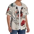 thumbnail image 2 of Naloa Floral Leopard Butterflies Men's Loose Fit Cuban Collar Short-Sleeve Shirt, Hawaiian Shirts, Mens Shirts Casual for Everyday Wear Outings-X-Large, 2 of 5