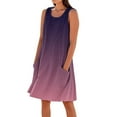 thumbnail image 3 of Ahuyic Womens Summer Casual Dress,Womens Plus Size Dress,Womens Solid Color Printing Casual Sleeveless Loose Fitting Dress With Pockets,Purple,S, 3 of 5
