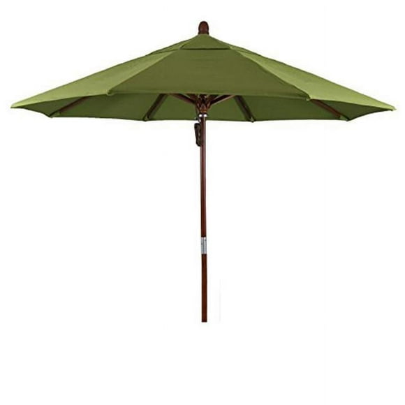 California Umbrella MARE908-5429 9 ft. Round Hardwood Frame Market Umbrella, Stainless Steel Hardware & Push Open - Sunbrella Macaw