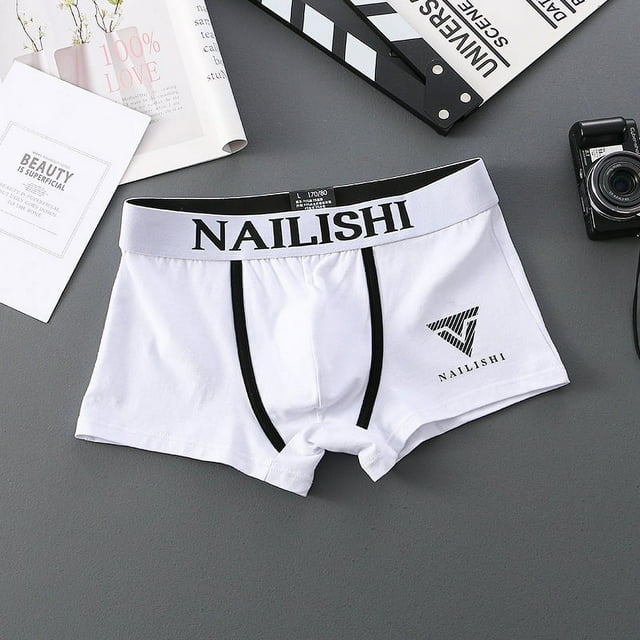 Ropa interior para hombre, calzoncillos tipo bóxer transpirables de algodón puro populares para jóvenes, calzoncillos tipo bóxer de cintura media de moda con letras, calzoncillos tipo bóxer con