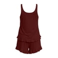 thumbnail image 7 of UAMVSH Pajama Sets for Women 2 Piece Ruffle Lounge Set Soft Crewneck Sleeveless Top with Shorts Sleepwear Set Cute Outfits, 7 of 7