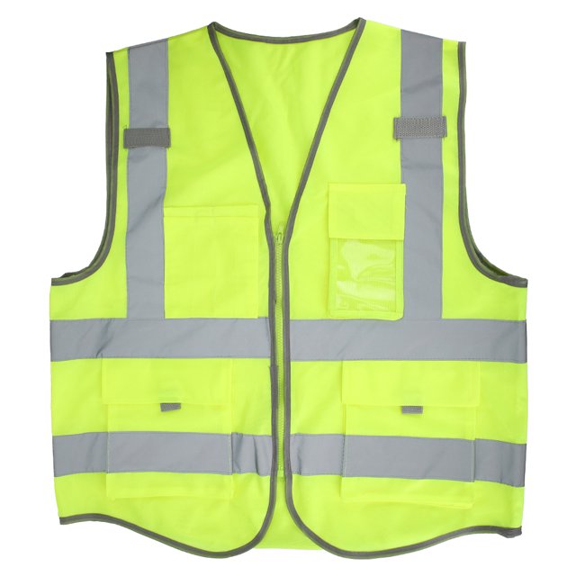 Chaleco reflectante verde fluorescente Seguridad Trabajo nocturno Chaleco para correr con cremalleraVerde fluorescente