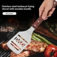thumbnail image 4 of Fiudx Espátula Antiadherente de Acero Inoxidable para Barbacoa, Mango de Madera con Abrebotellas, Multiusos para Asar y Freír, Fácil de Limpiar, Perfecta para Camping y Fiestas, 41,5 X 9 X 2 Cm, 4 of 6