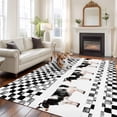 thumbnail image 2 of 5'x7' Area Rugs for Living Room Bedroom, Black Plaid Farmhouse Washable Rug Carpet Runner Indoor Outdoor, Watercolor Cute Country Cow Checkered Non Slip Floor Mats Area Rug for Kitchen, Nursery, 2 of 8