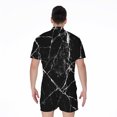 thumbnail image 2 of Black White Natural Marble Short Sleeve Men'S Rompers Casual Summer Jumpsuits Outfit, 2 of 4