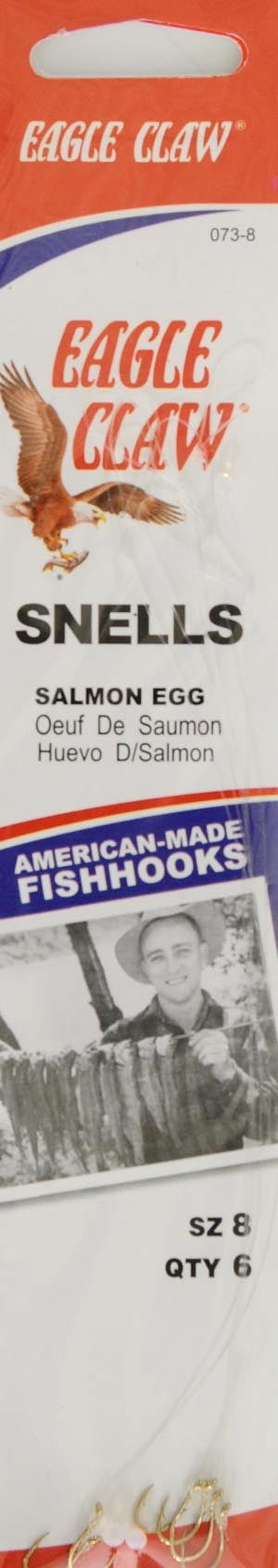 (6 pack) Eagle Claw 073W-8 Salmon Egg Sliced Hook, Gold Hook, Size 8