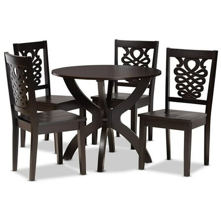 Bowery Hill Transitional Dark Brown Finished Wood 5-Piece Dining Set