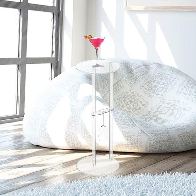 Mesa auxiliar de acrílico transparente Mesa de bebidas Mesa de esquina Creativa Simple Premium Mesa de café pequeña para baño de cabecera Estilo C