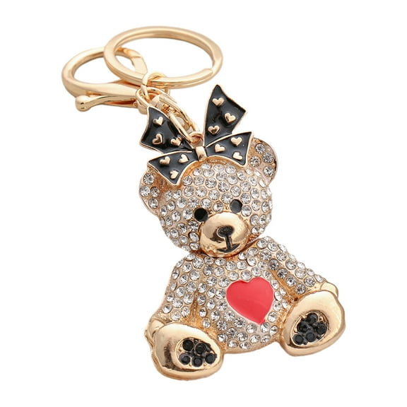 COOLHOOD Bow Bear for Key Chain Alloy for Rhinestone Love Heart Keychain Female Bag