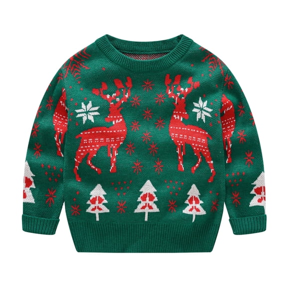 Luvior Boys & Girls Cartoon Christmas Sweater Casual Crewneck Winter Long Sleeve Pullover Tops