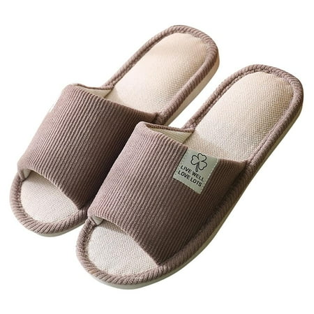 

SUPERHOMUSE Women s/Men Soft Indoor Slippers Open Toe Cotton Foam Slip on Home Shoes House Slippers