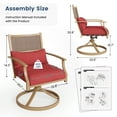 thumbnail image 5 of Poteban Patio Swivel Chairs Set of 4, Outdoor Dining Chairs with Deep Seat Cushion, All Weather Swivel Rocker Chairs with Hand-Painted Metal Frame, for Backyard Deck Lawn (Red), 5 of 8