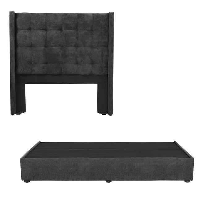 Box Base Cama King Size + Cabecera Titan Dicasa Gris Carbón